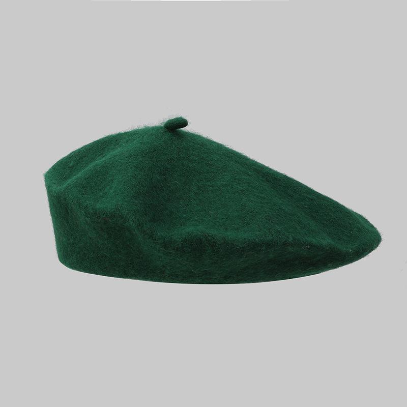 

1pc Women Vintage Fleece Plain Beret Hat with Winter Thick Warm French Artist Fashion Casual Solid Color Black Red Beanie Cap One Size