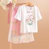 Little Tiger Patty Girls' Summer T-shirt & Pearl Skirt Set