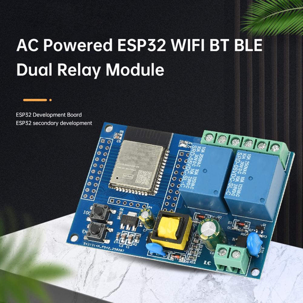 AC220V Power Supply ESP32 WIFI Bluetooth-Compatible 2 Channel Relay Module ESP32 Development Board Electronic Component Kit