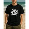 European Sizes Crown Graffiti B Street Cool Style Fashion Print T-Shirt, A Versatile Casual T-shirt Suitable for All Seasons for Men