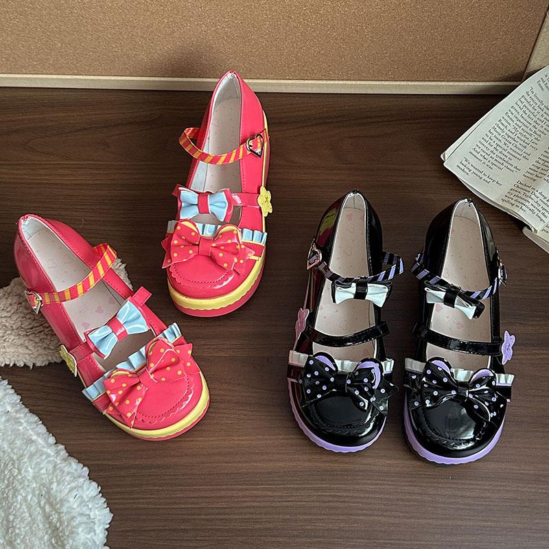 Mote Høye hæler og Allsidige Sommer Prinsessesko Japanske Plattform Rund tå Myk Jente Kvinners Lærsko