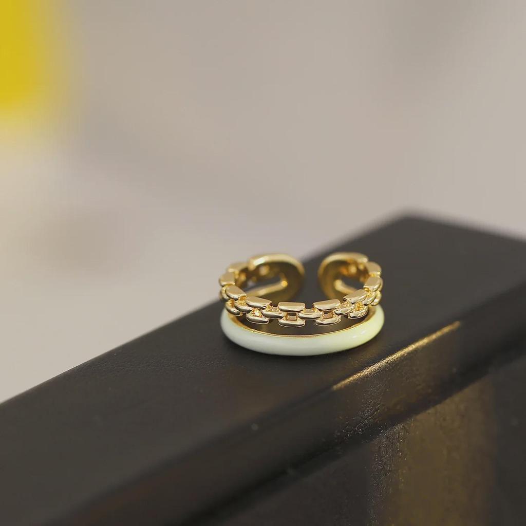 French Retro Double-Layer Drip Glaze Ring: Chic, Niche Design for All-Occasion Wear