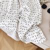 Spring/Summer Korean Style High Waist Floral White Wide-Leg Denim Pants for Women