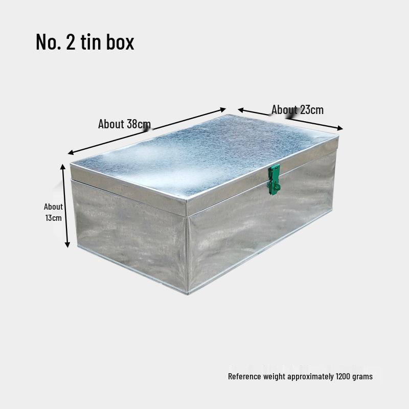 Galvanized Large Iron Sheet Toolbox with Lock - Portable Storage & Organizer for Woodworking