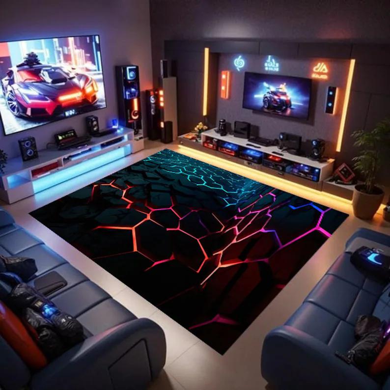 Gamer Koberec Vzor Ovladače PC Hry Koberec do Ložnice Obývacího Pokoje Herní Zóny Vnitřní Venkovní Koberec Rohožka Cool Dekor Chlapci Dívky