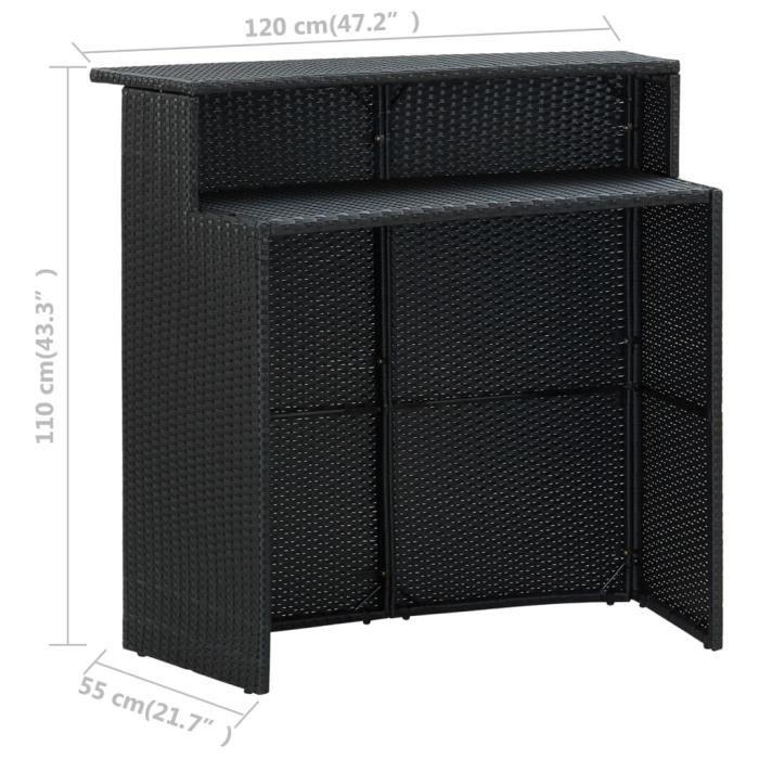 Ensemble de bar de jardin - vidaXL - 3 pcs - Noir - Résistant aux intempéries - Confortable