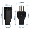 Enchufe de Alimentación Socket Macho-Hembra de Tres Pines Estilo Americano 15A 125V, Negro