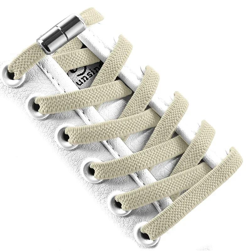 New Flat Elastic Shoelaces Round Capsule Metal Lock Man and Woman Universal No Tie Shoelaces Suitable for All Shoes Lazy Laces