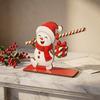 Wooden Christmas Tissue Box Holder with Snowman Santa and Design, Festive Tabletop Decoration