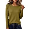 Damen Basic Rundhals Slim Fit Langarm T-Shirt
