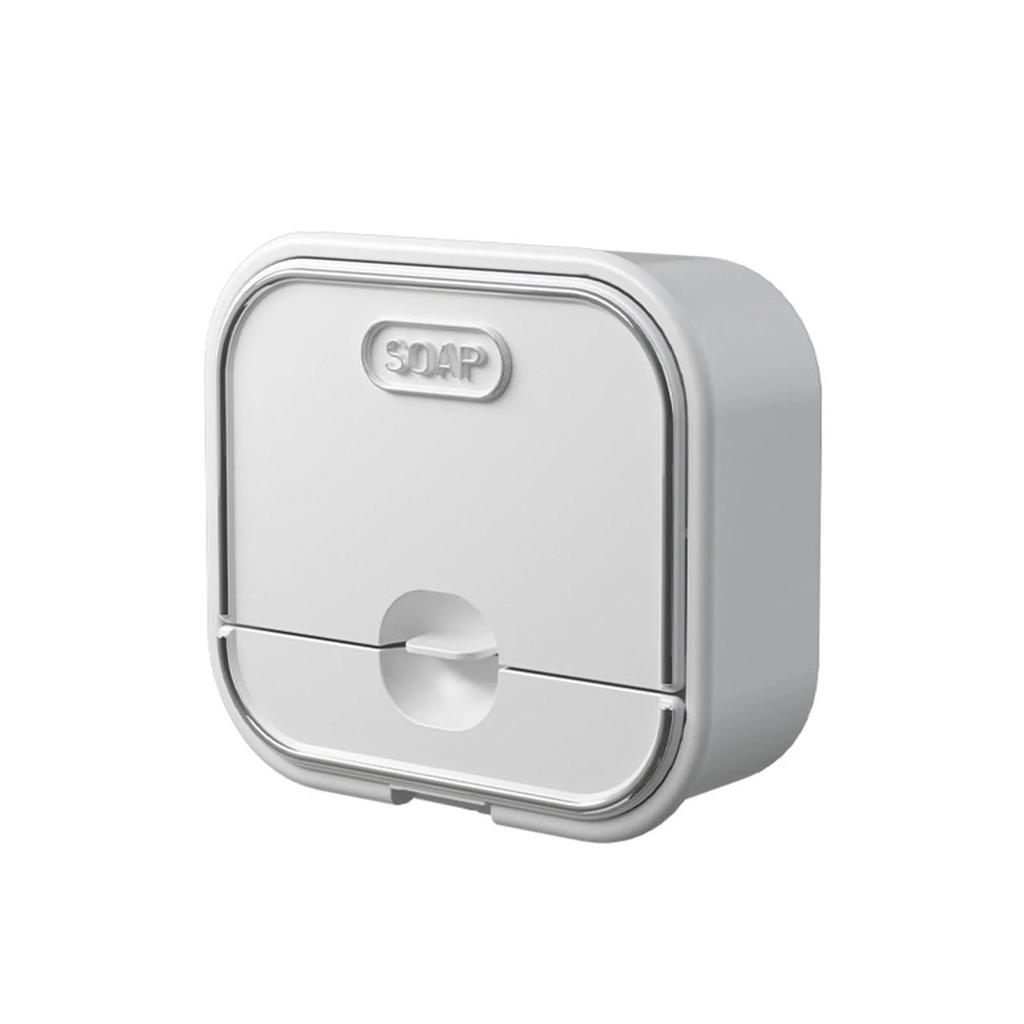 Plastic Soap Dish with Lid Wall-mounted Punchfree Soap Box Drainage Container Soap Holder Storage Shelf for Bathroom Accessories LS