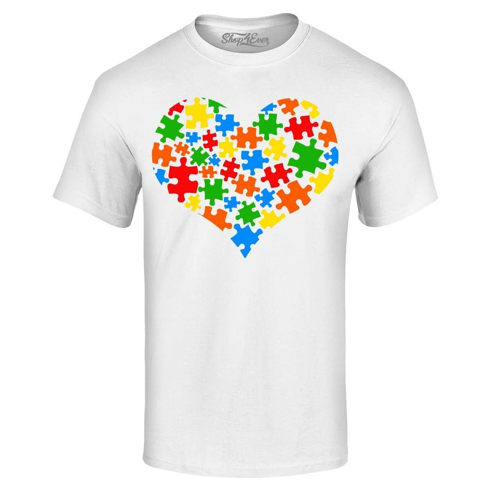 

Футболка-пазл Сердце Осведомленность об аутизме Футболка в поддержку нейроразнообразия 4XL