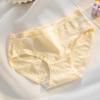 Women Girls Pure Cotton Mid Waist Breathable Antibacterial Solid Brief Underwear