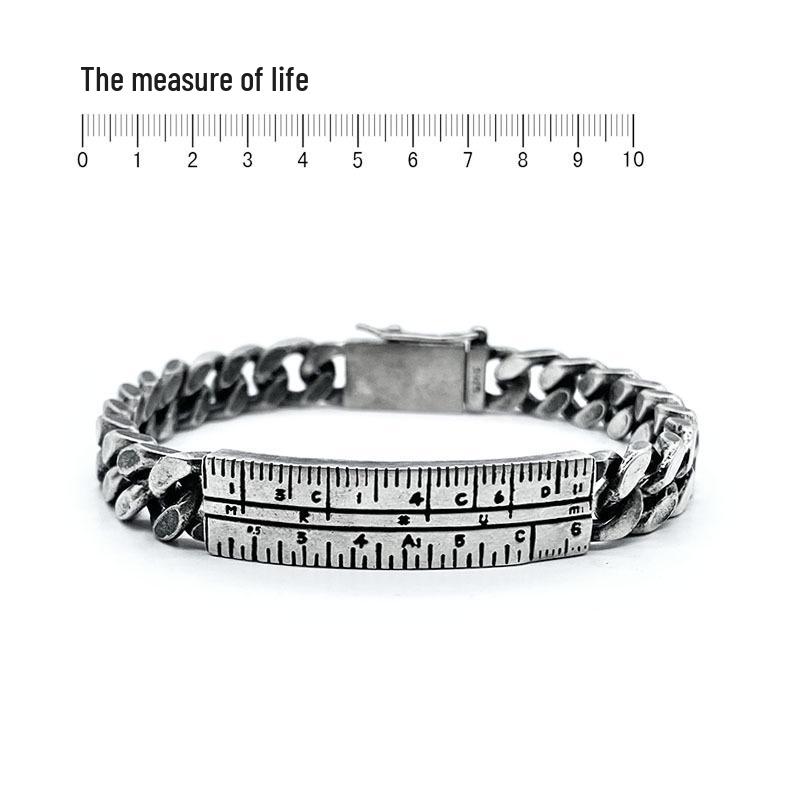 

Wulin Scale Men s Cuban Bracelet - Minimalist Retro Handmade Silver Design 18 cm