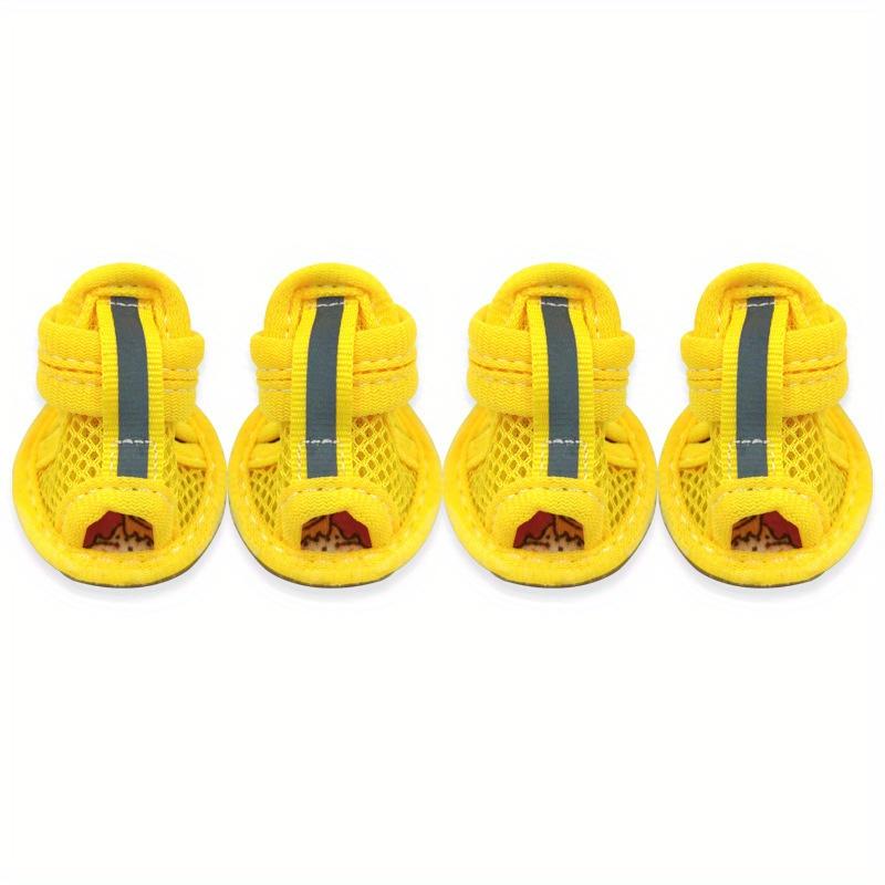4pcs Breathable and Non Slip Dog Sandals - Small Breed Pet Shoes with Durable Cowhide Soles and Adjustable Hook and Loop Straps