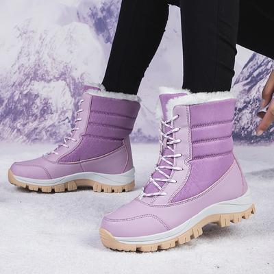 Bottes de Neige Femme extérieur Hiver Bottes Femme Peluche Épaisse Imperméable Cuisardes Bottes Femme Mode Chaud Fourrure Femme Chaussures en coton