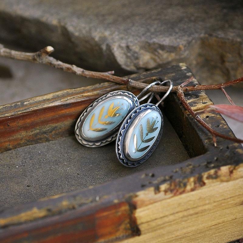 Vintage Silberfarbene Runde Blumen-Schnitzerei Hängeohrringe für Damen Schmuck