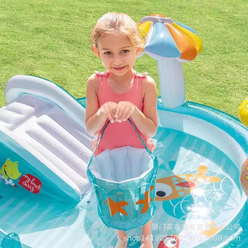 Summer Inflatable Toys Children's Water Play Pool with Slide Crocodile Inflatable Swimming Pool Crawling Pool with Water Spray