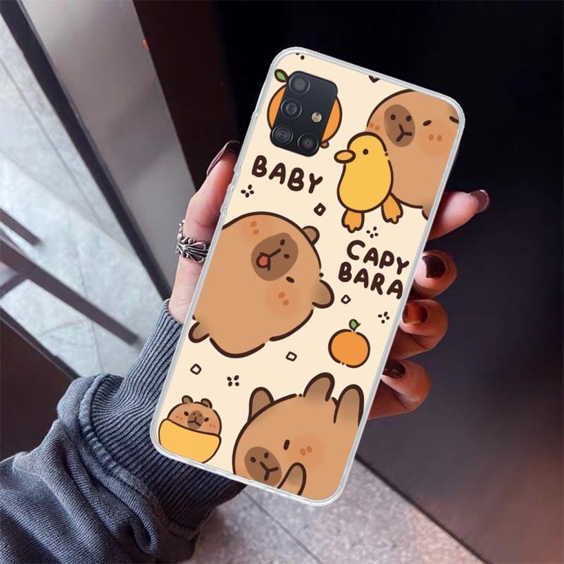 Funny Capybara Cartoon Animal Phone Case For Samsung Galaxy A12 A52S A42 A32 A22 A51 A50 Note 20 Ultra 10 S10 Plus A71 A70 A31 A