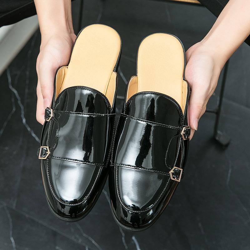 

Большие размеры новые мужские полутапочки модные британские туфли с одним словом drag trend ленивые повседневные кожаные туфли 47