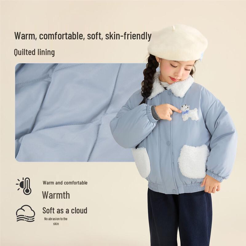 Girls' Cartoon Lamb Pattern Padded Winter Coat