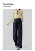 2026 Dark Blue Denim Wide-Leg Maternity Jeans - Ice Silk Straight Leg, Floor-Length for Spring/Summer