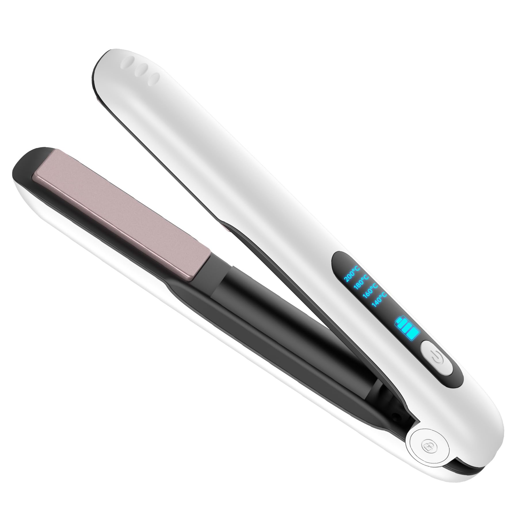 

USB Rechargeable Cordless Hair Straight Curl Mini Hair Iron with 4 Temperature LED Fast Compact and Perfect for Business and Ideal as a Birthday Gift білий