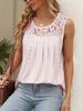 2025 Women's Plus Size Sleeveless Lace Pleated Blouse with Waist Cinching