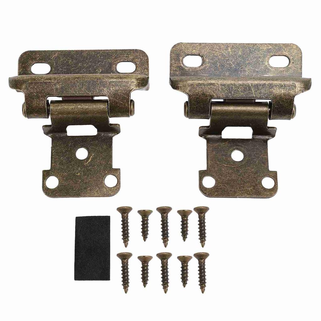 2Pcs Self Closing Cabinet Hinge 1/2in Enhanced Safety Steel Semi Wrap Overlay Cupboard Door Hinge Fo