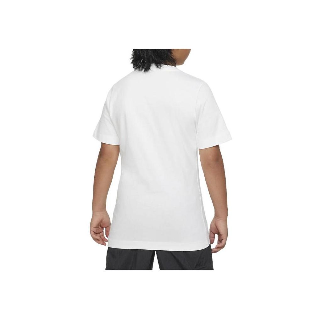 Nike Letter Pattern Printed Graphic Neck Short Sleeve T-Shirt Kids Tops White FD2664-100