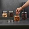 European Transparent Glass Storage Jar Kitchen Tea Coffee Bean Storage Bottle Moistureproof Sealed Jar Metal Lid Home Decoration