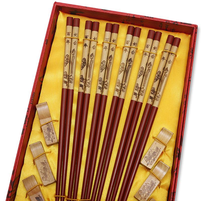 Gift Box Chopsticks Peking Opera Facial Makeup Wooden Carving Craft Korean Chopsticks Set Japanese Sushi Chop Sticks Wood Ducks