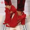 2025 Spring and Summer New Fish Mouth High Heel Sandals Fashion Large Size Thick Heel Women's Sandals