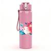 1PC Boho Mixed Flower Bouquet Print 750ml Color Plastic Sports Water Bottle Leakproof Flip Straw Lid Suitable for Sports Office Home Use