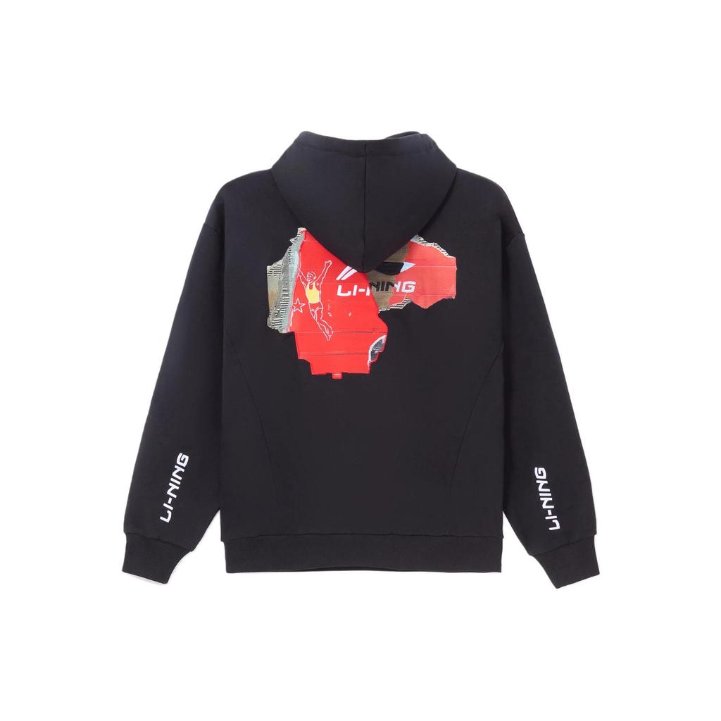 Li Ning Sweatshirts Unisex Black Hooded Moderate Regular AWDR727-2