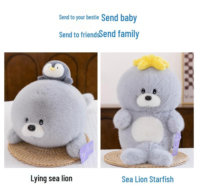 Adorable Sea Lion Plush Backpack - Cartoon Doll Sleeping Pillow for Kids and Girls
