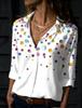 Women's Shirt Blouse Butterfly Gradient Printing Button Long Sleeve Casual Fashion Standing Collar Spring and Autumn Blouse