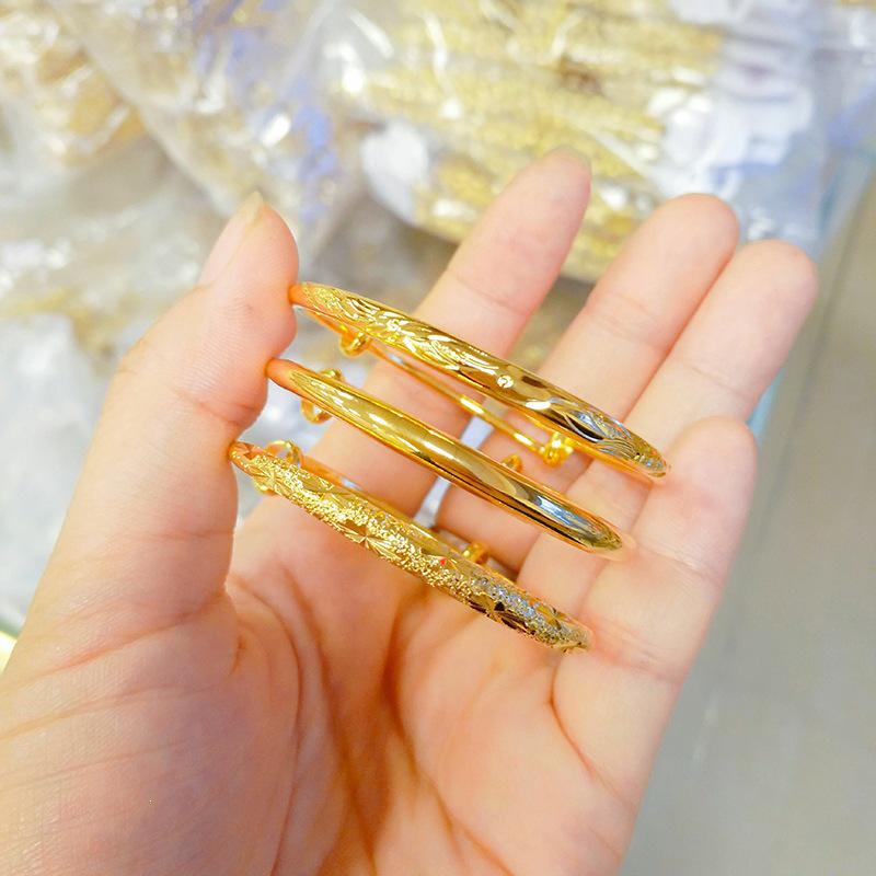 Gold Sand Adjustable Baby Bracelet - Smooth Ring Design for Children