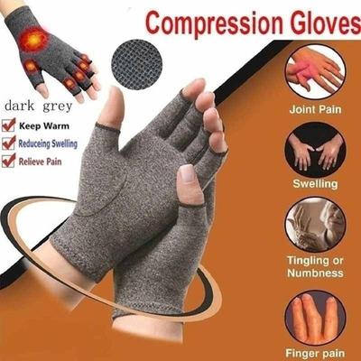 1 Pair Compression Gloves Relieve Aches Half Finger Gloves Warm Wrist Brace Support