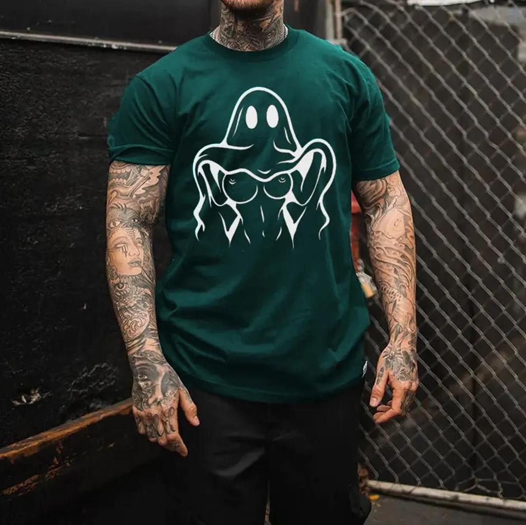 2024 Męska Specjalna Poliestrowa Koszulka T-shirt z Dziwnym Wzorem Markowa Krótki Rękaw Letnia Popularna Koszulka T-shirt Moda