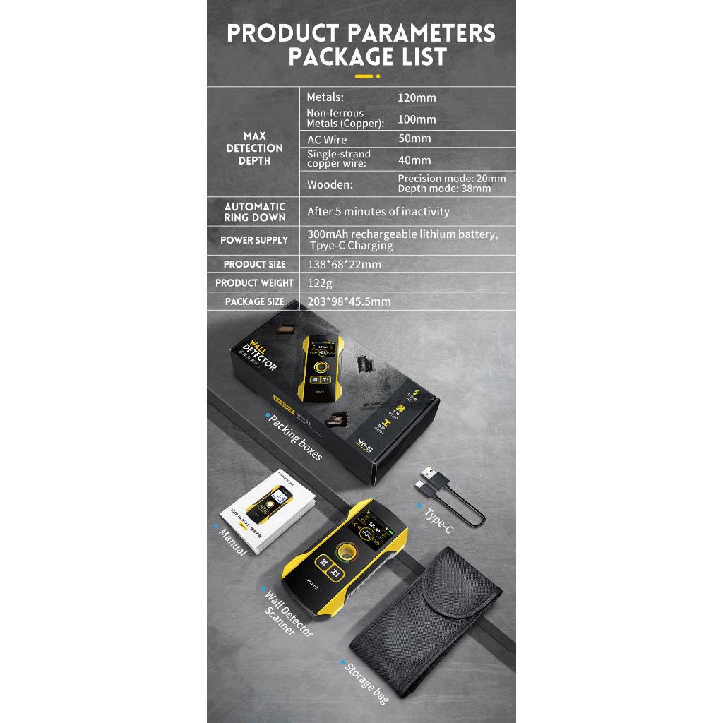 Scanner Precise Safe Drill Hole Tools for AC Live Cable Wires Metal Wood Stud Finder Portable Wall Detector