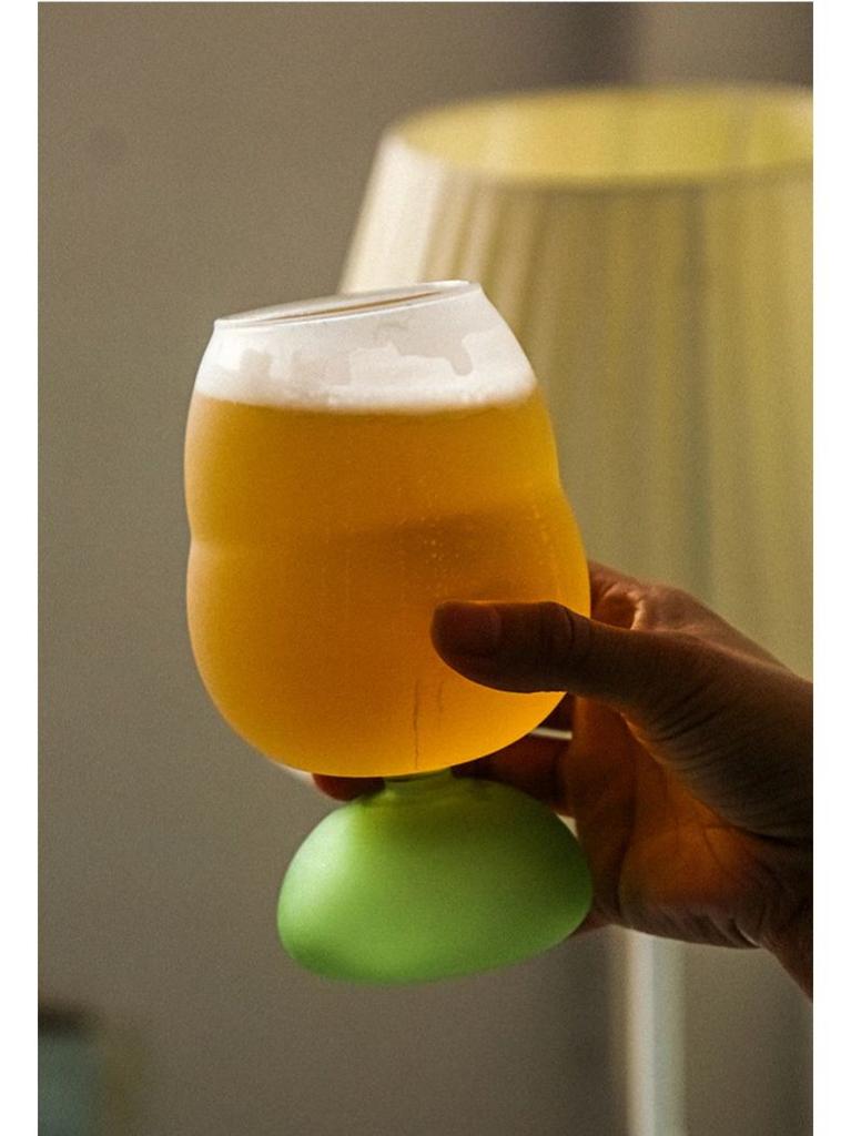 Cute Colorful Frosted Glass Wine GLass Cup Large Capacity Beer Glass Coffee Milk Juice Glass Cup