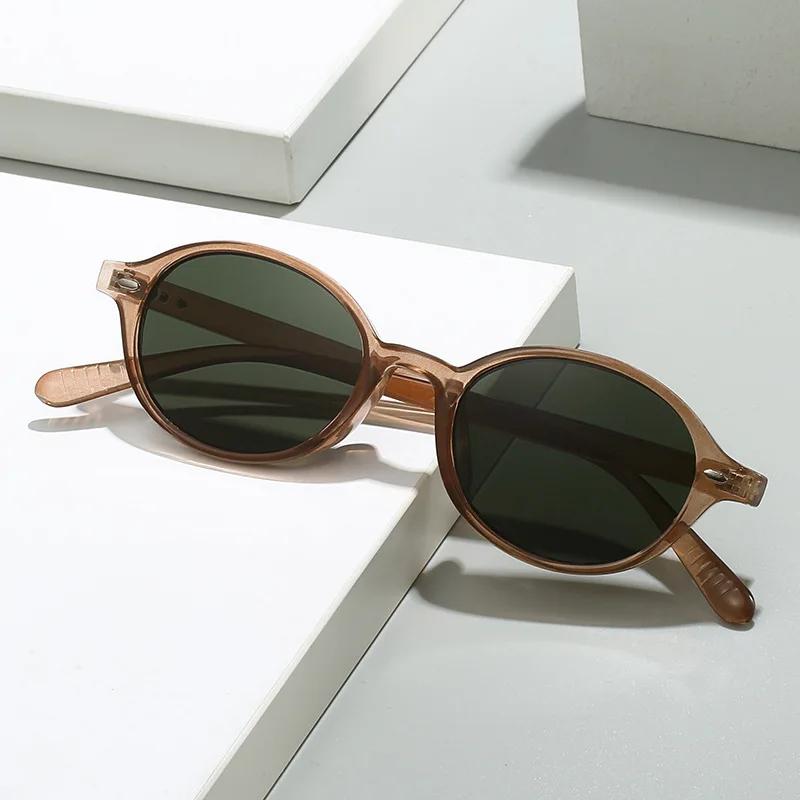 SHAUNA Retro Small Oval Men Rivets Sunglasses Fashion Women Dark Green Sun Glasses