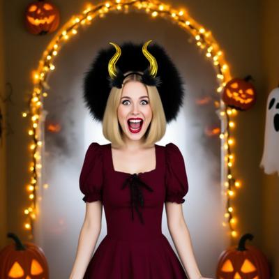 Halloween Devil Horns Plush Headband Cosplay Gothic Hair Hoop Dress Up Accessories Party Outfits Headband