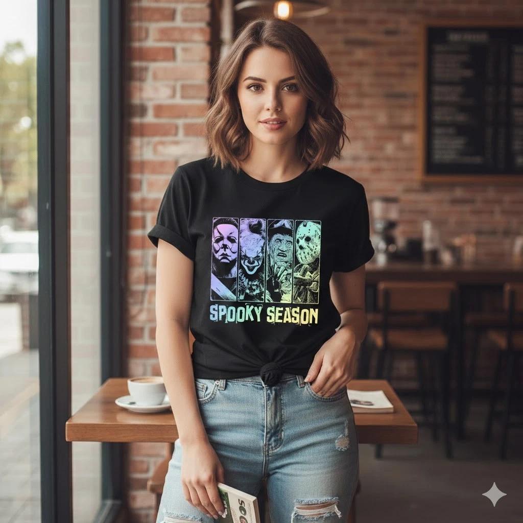 Unisex Adult Casual Movie Spooky Season Horror Icons T-Shirt Hallow... XXXL