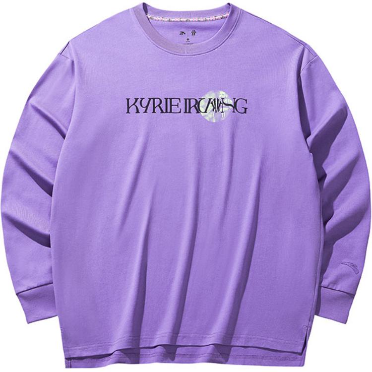 

Anta Kyrie Series Comfortable Casual Crew Neck Pullover Long Sleeve T-Shirt Unisex Tops Jasmine-Purple 172431404-4 L