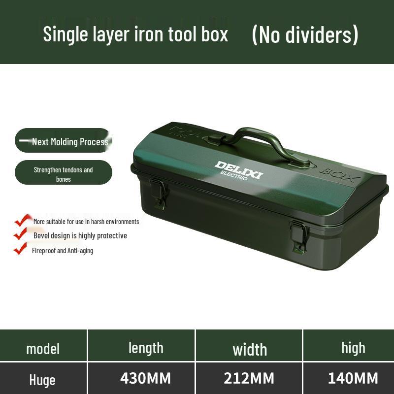 Delixi Industrial-Grade Metal Tool Box for Home and Auto Repair