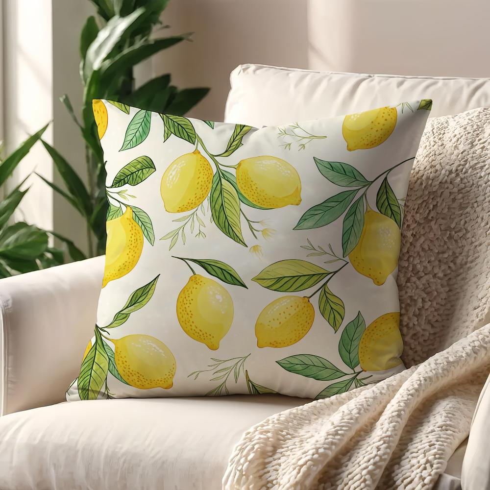 Refreshing LemonFloral Delight cushion cover For Pillow Printing Sofa Decoration Home Car Room Shop Office Nordic Simplicity