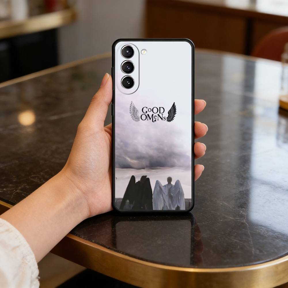 

Мультяшный Чехол-Оберег C-Cartoon G-Good O-Omens для Samsung S25,24,23,22,30,21,10,9,Ultra,Plus,Lite,FE,4,5 G Мягкий Черный Чехол Samsung S23ULTRA5G