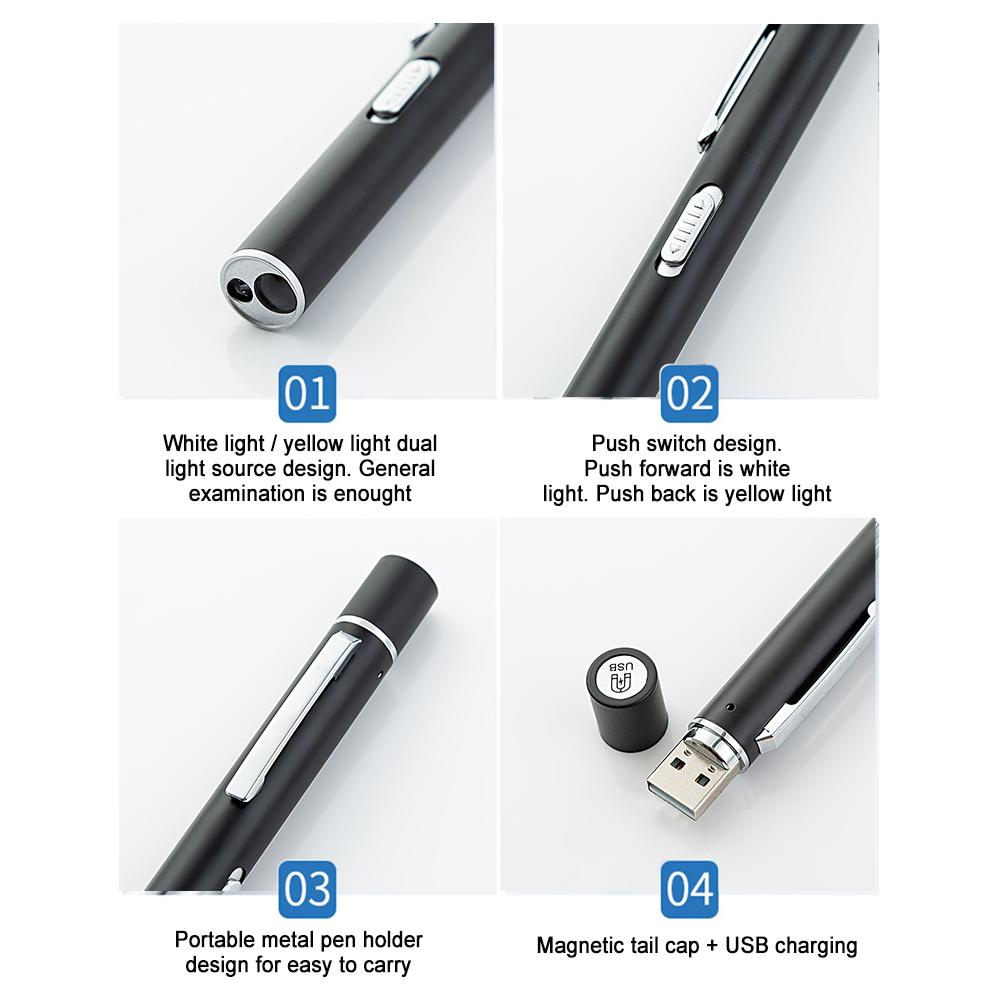 Portable LED Flashlight Work Light Medical First Aid Pen Light Torch Lamp With Pupil Gauge Measurements Doctor Nurse Diagnosis
